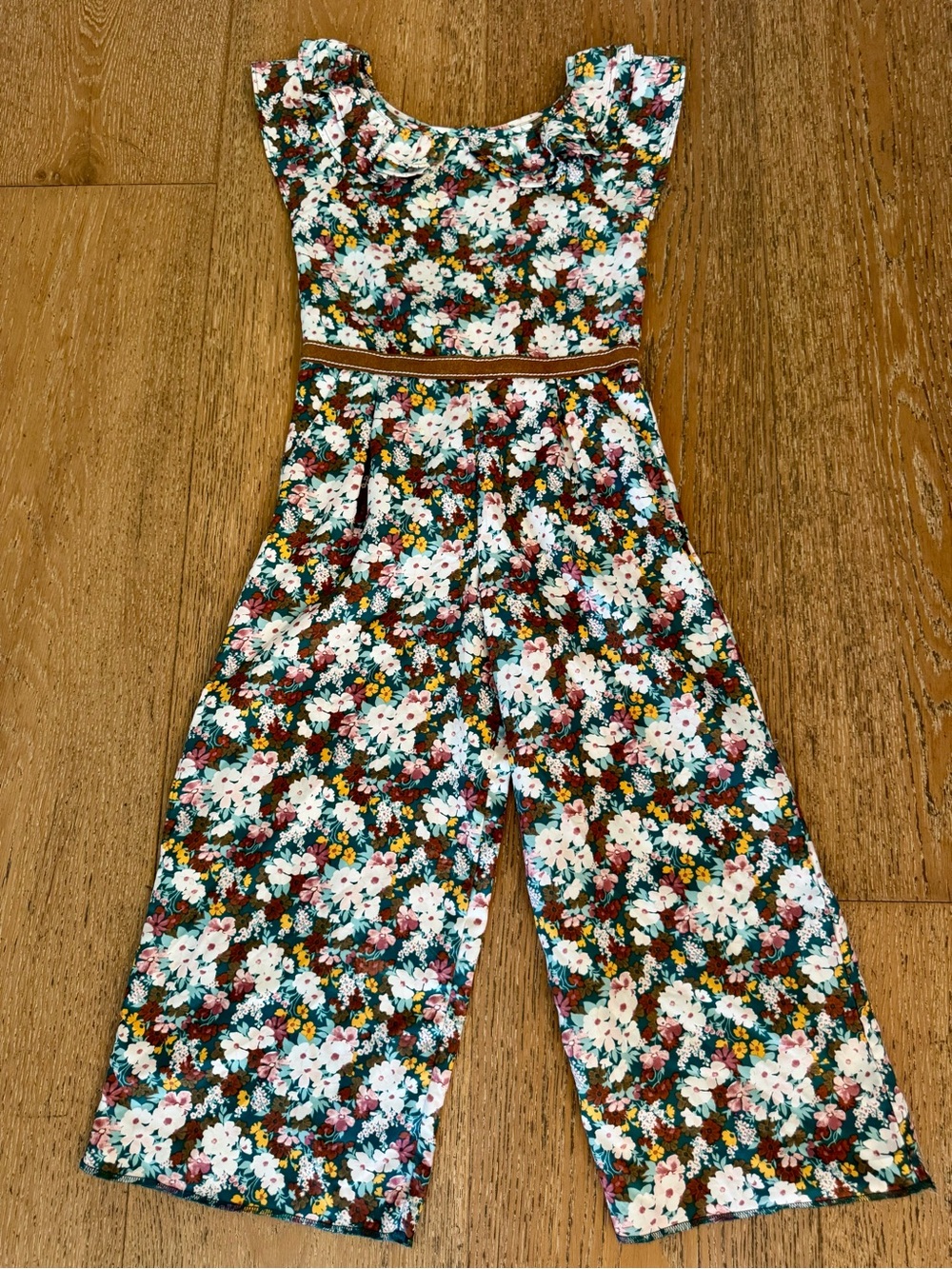 Janie and Jack Girls 6 Autumn Floral Romper Thanksgiving English Countryside